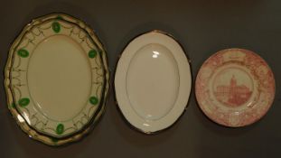 A set of three Victorian Royal Doulton serving plates and 2 other Wedgwood plates. 46x37cm