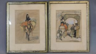 A pair of framed and glazed prints, Spanish rural scenes. 45x46cm