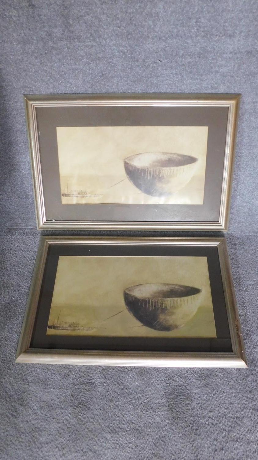 Two large framed and glazed prints. 59x89cm