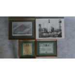 Two framed share certificates and two others of New York interest. 70x50 (largest)