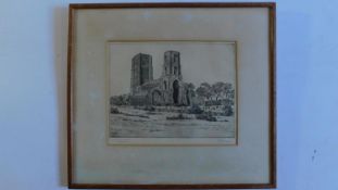 A framed and glazed etching, Wymondham Abbey, Norfolk, 1924, signed H. J. Starling. 50x46cm