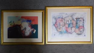 Two gilt framed and glazed prints of abstract compositions. 95x75cm (largest)