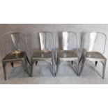 Four bistro style metal chairs H.84cm