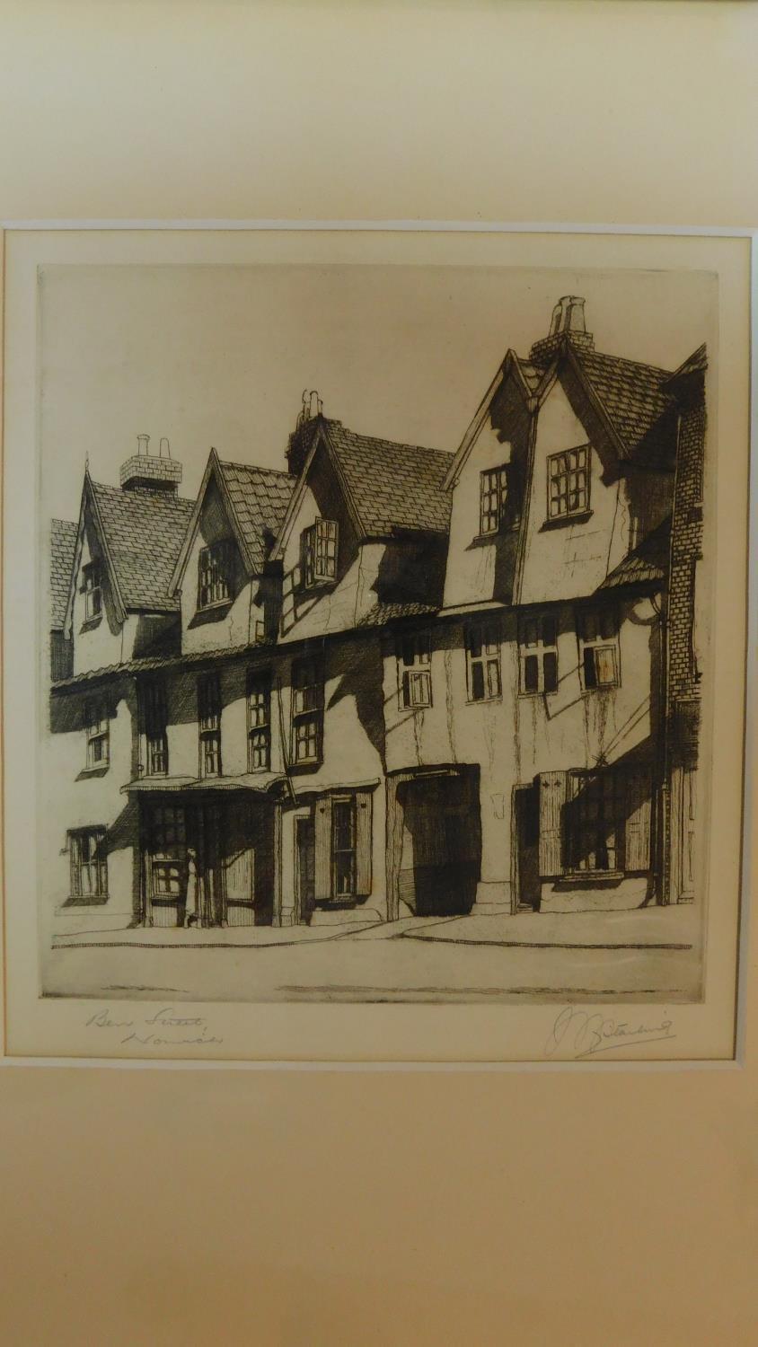 A framed and glazed etching, Norwich street. signed H. J. Starling. 46x38cm. - Image 2 of 6