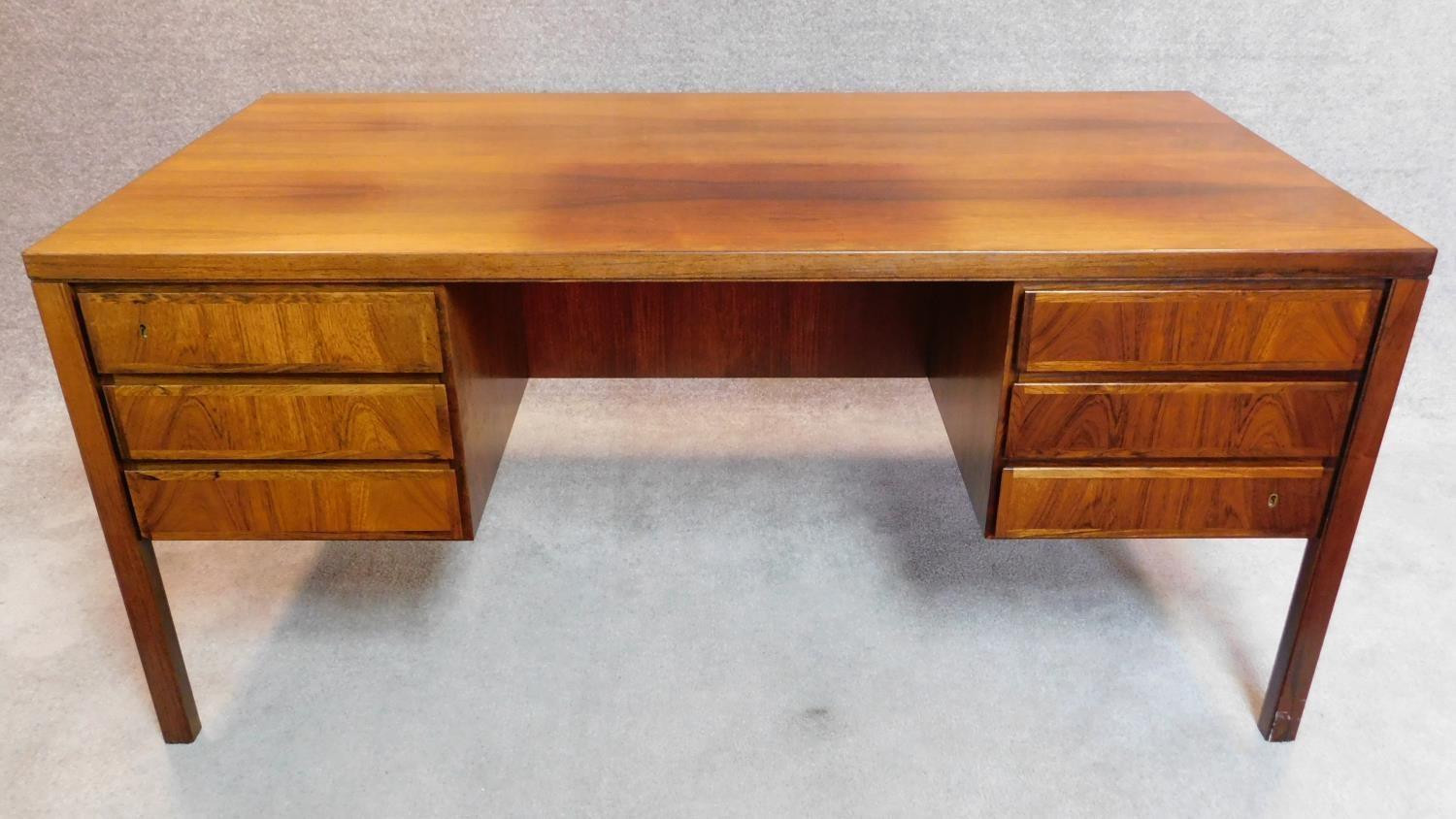 A 1960's rosewood desk, Model 77 by Omann Jun Mobelfabrik, designed by Gunni Omann, fitted - Image 2 of 9