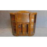 A burr walnut Art Deco style bureau/cabinet. 111x12x34cm