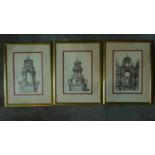 A set of three framed and glazed architectural prints. 57x43