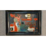 A framed oil on board, abstract composition. 68x48