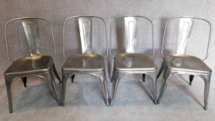 Four bistro style metal chairs H.84cm