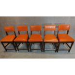 A set of five leather upholstered high chairs. H.103cm