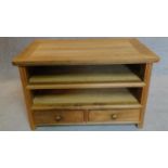 A Chinese style low cabinet fitted base drawers. 50x80x50cm