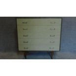 A vintage formica veneer chest of drawers, makers label to drawer lining. 94x92x43cm