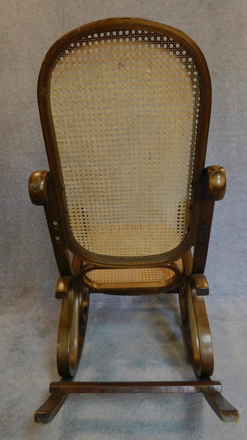 A bentwood caned rocking chair. H.104 W.52 D.97cm - Image 3 of 3