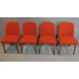 A set of four mid 20th century beech tub chairs in cut moquette upholstery. H.80cm