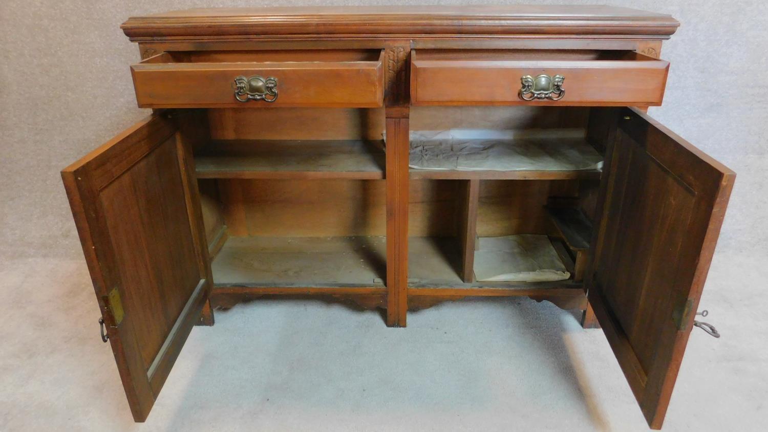 A late 19th century carved walnut mirror backed sideboard. 195x135x47cm - Image 3 of 9