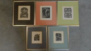 A set of five framed and glazed etchings for Penguin edition Shakespeare plays, signed David