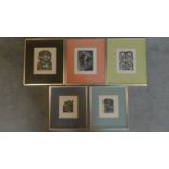 A set of five framed and glazed etchings for Penguin edition Shakespeare plays, signed David