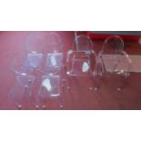 A set of 6 Philippe Starck ghost chairs by Kartell to include 2 elbow chairs. H.92cm