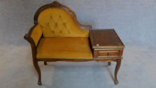 A French style upholstered telephone table. 86x95x45cm