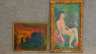 Two framed oil paintings on board. 47x29cm