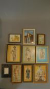 A collection of ten watercolour sketches, mostly framed and mostly by the artist John Godden.