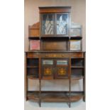 A late 19th century rosewood and satinwood inlaid mirror backed sideboard, urn and swag arabesque