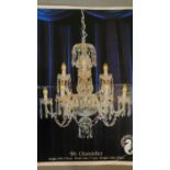 A Waterford crystal six branch chandelier. H.76 W.28. dismantled with original company advertising