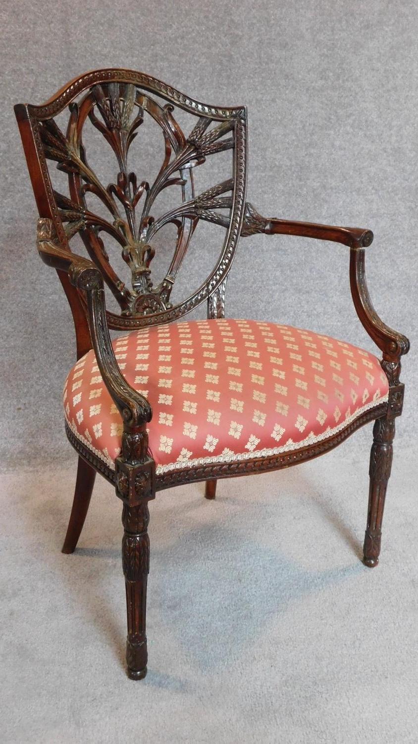 A mahogany Hepplewhite style desk chair. H.96cm