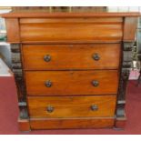 A late Victorian walnut chest of four long drawers. 111x104x54cm