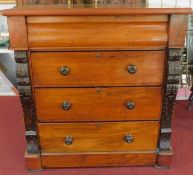 A late Victorian walnut chest of four long drawers. 111x104x54cm