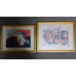 Two gilt framed and glazed prints of abstract compositions. 95x75cm (largest)
