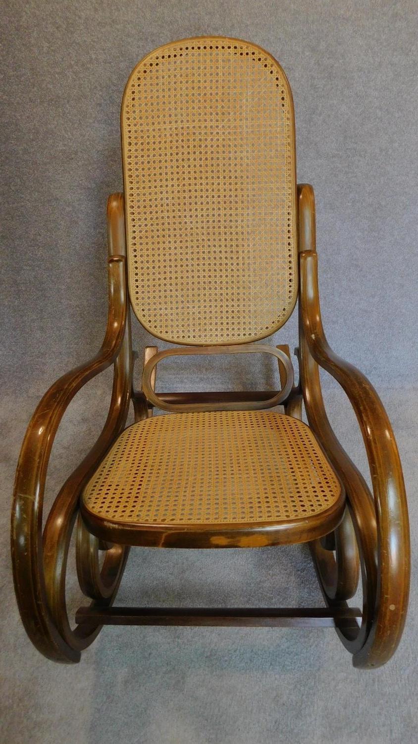 A bentwood caned rocking chair. H.104 W.52 D.97cm - Image 2 of 3