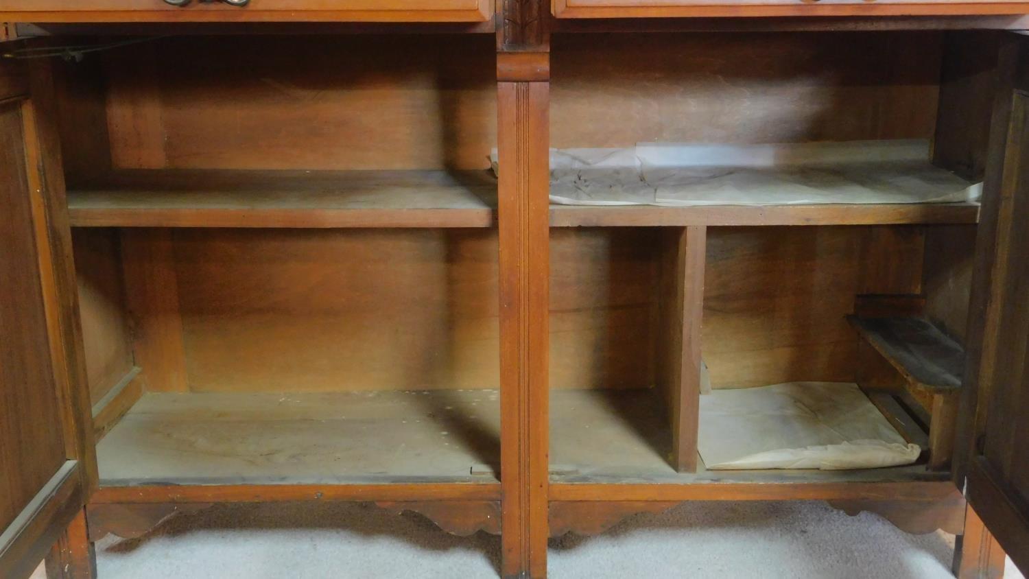 A late 19th century carved walnut mirror backed sideboard. 195x135x47cm - Image 4 of 9