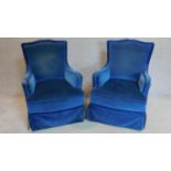 A pair of mid 20th century shaped upholstered bedroom chairs. H.90cm