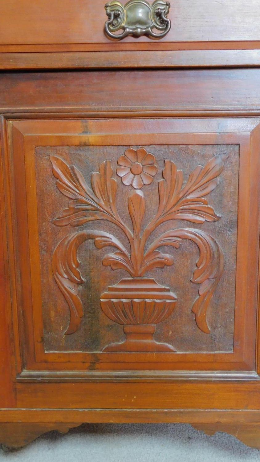 A late 19th century carved walnut mirror backed sideboard. 195x135x47cm - Image 7 of 9