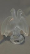 A Lalique glass figure of two doves in its original box. H.22cm