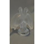 A Lalique glass figure of two doves in its original box. H.22cm