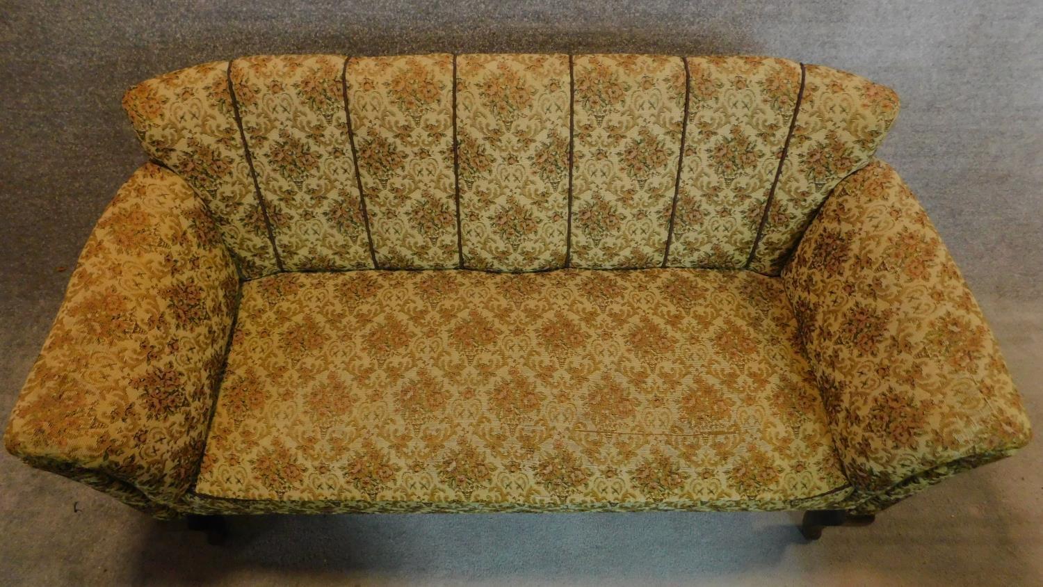 An Edawrdian sofa in original floral tapestry style upholstery on mahogany cabriole supports. - Image 2 of 6