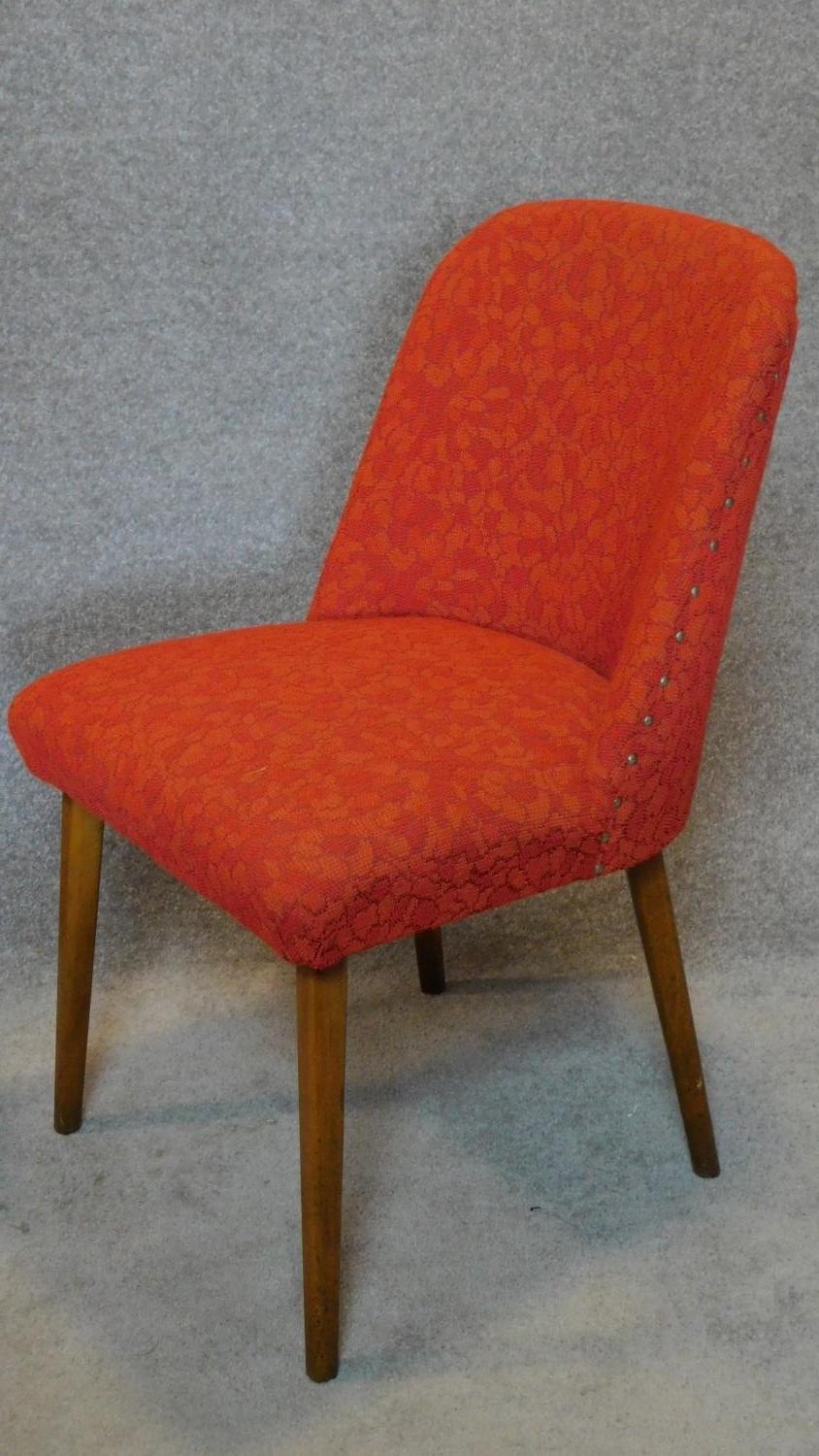 A set of four mid 20th century beech tub chairs in cut moquette upholstery. H.80cm - Image 2 of 5