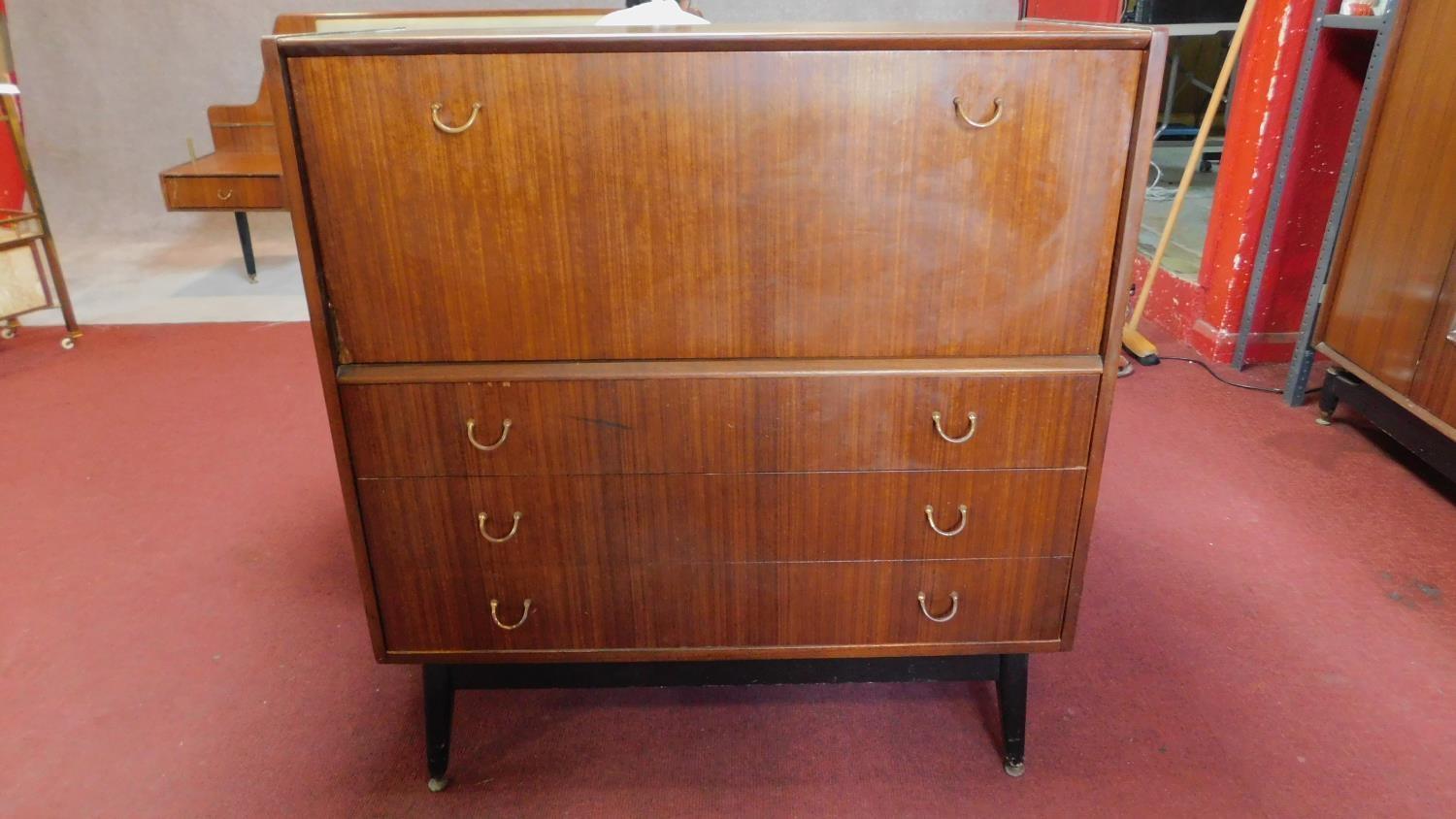 A vintage teak E. Gomme G-Plan fitted bureau cabinet. 185x97x47cm