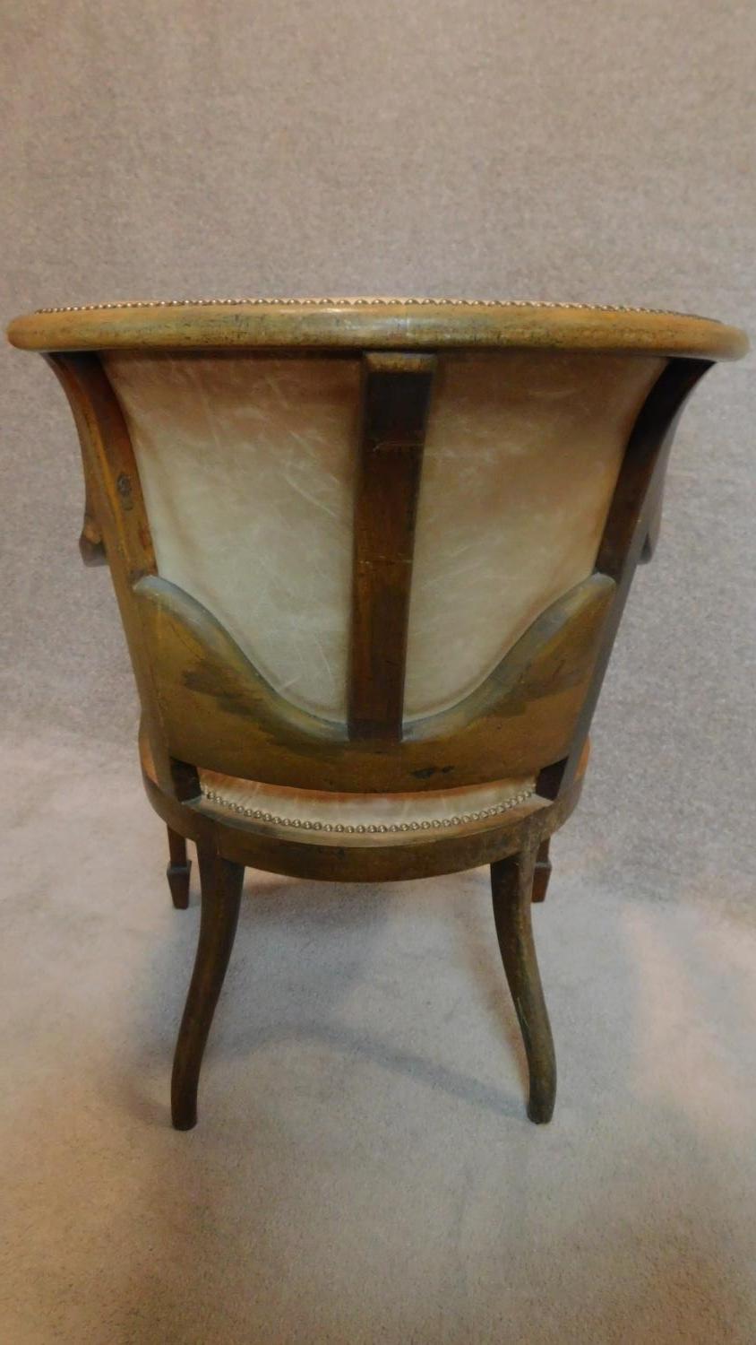 An Edwardian mahogany and inlaid tub armchair. H.86cm - Image 3 of 4