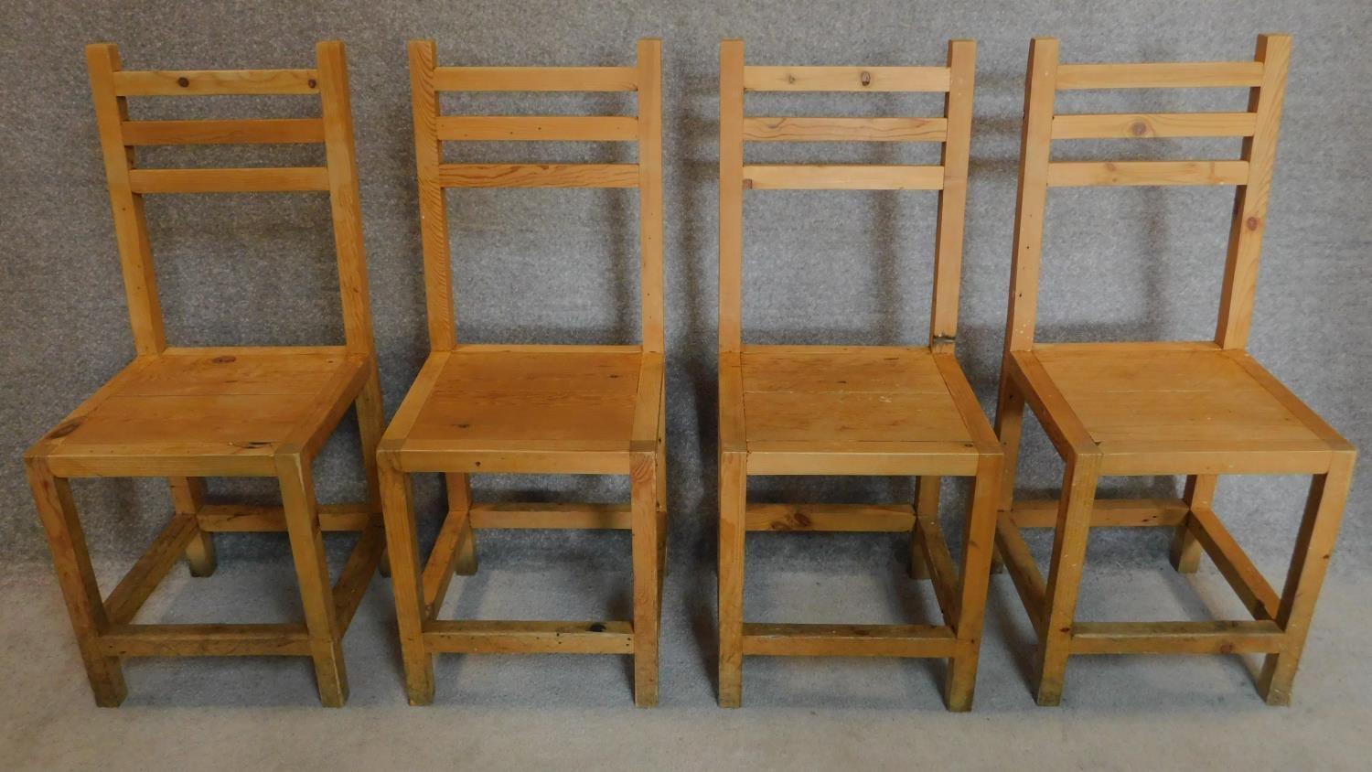 A set of four kitchen chairs by Trunk handmade furniture. H.95