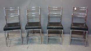 A Set of 4 1960's/70's French designer chairs, chrome bamboo design