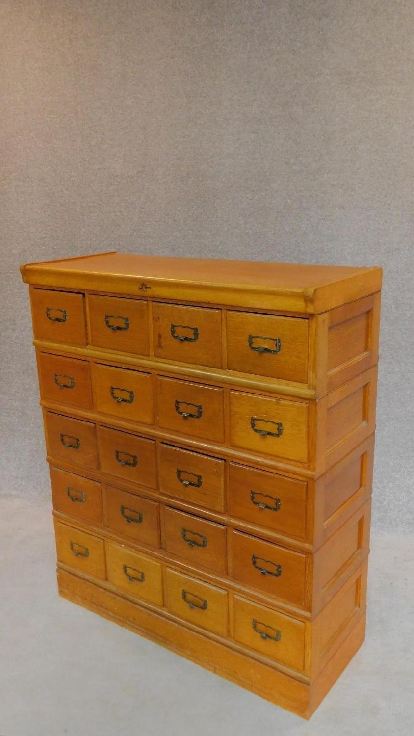 An American oak seven section (including plinth base and top) filing cabinet by Kenrick and - Image 2 of 10