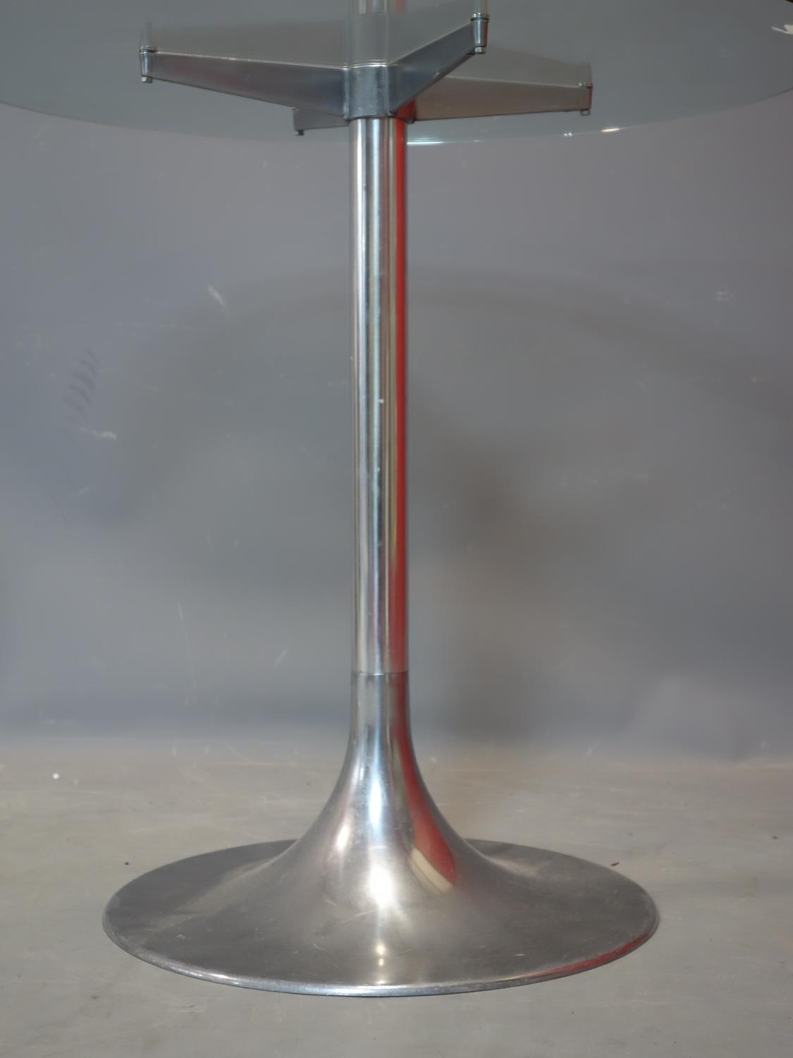 A vintage Circular glass topped table, raised on chrome base, H.73 D.76cm - Image 2 of 2