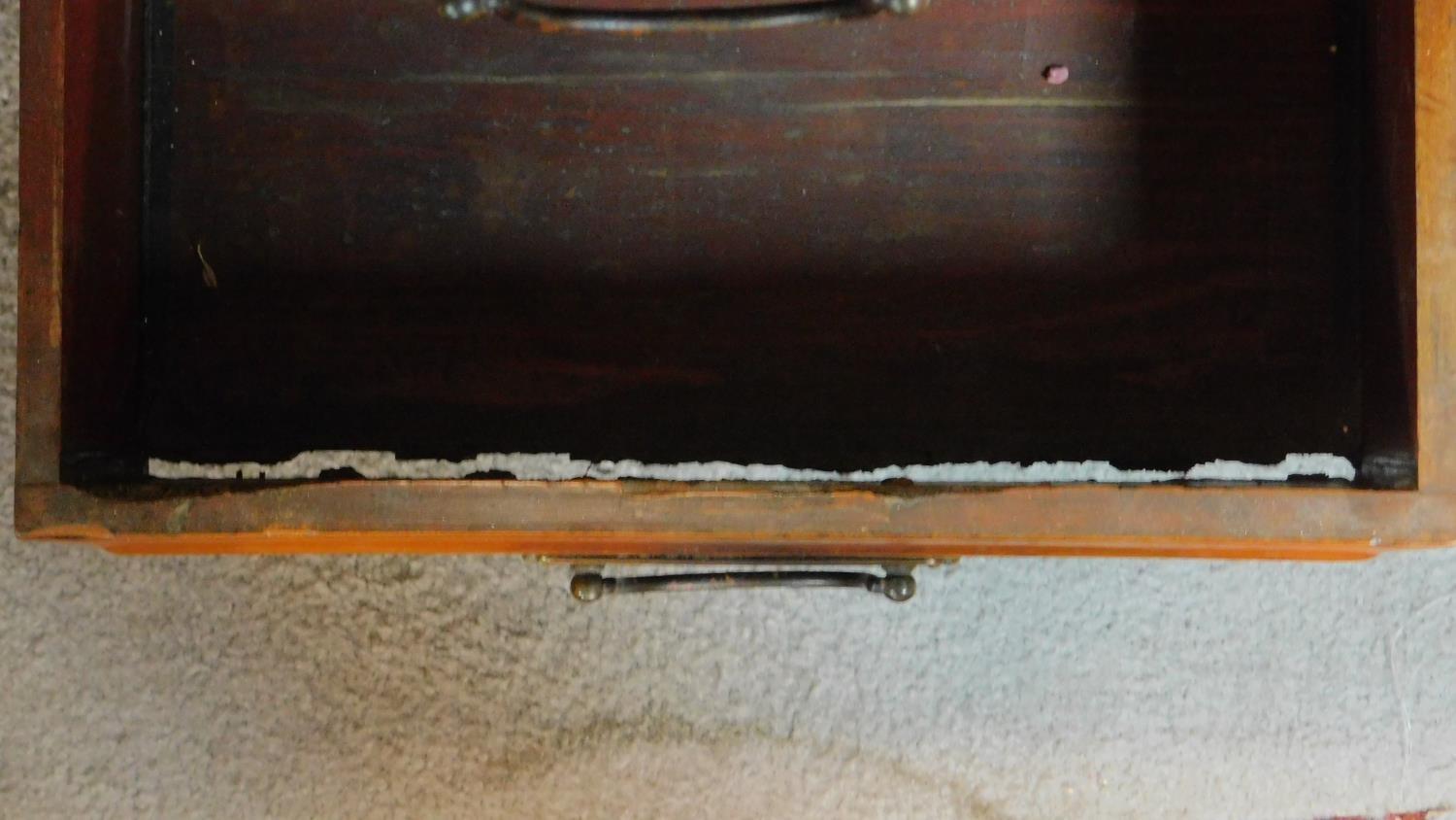 An American style teak roll top desk with fitted pigeon hole interior on pedestal bases fitted - Image 5 of 7