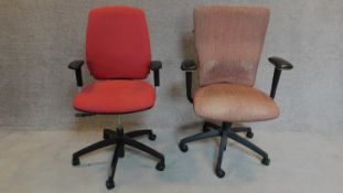 Two modern desk chairs. H.106cm