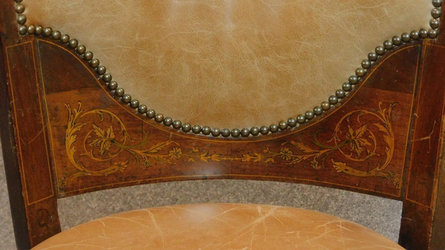 An Edwardian mahogany and inlaid tub armchair. H.86cm - Image 4 of 4