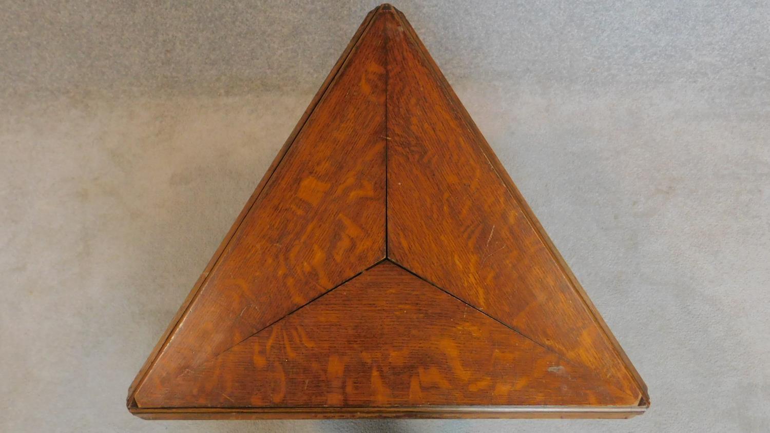 A 19th century Continental carved oak swivel action trefoil flap centre table. 74x82x82cm - Image 4 of 7