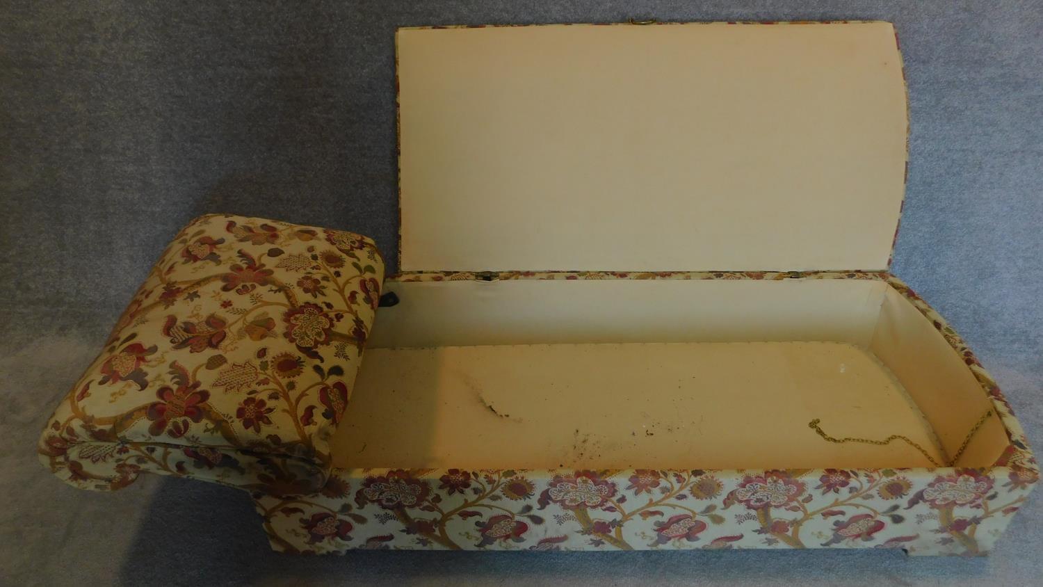 An Edwardian floral upholstered ottoman or day bed with adjustable reclining action. 40x185x68cm - Image 3 of 4
